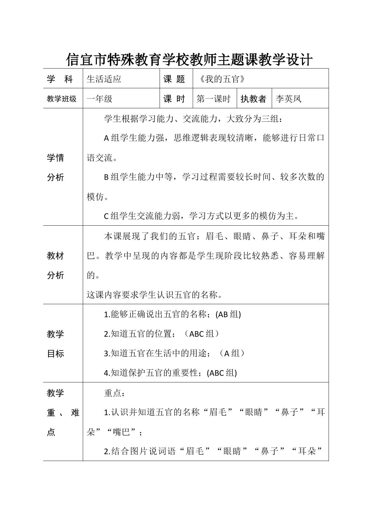 我的五官