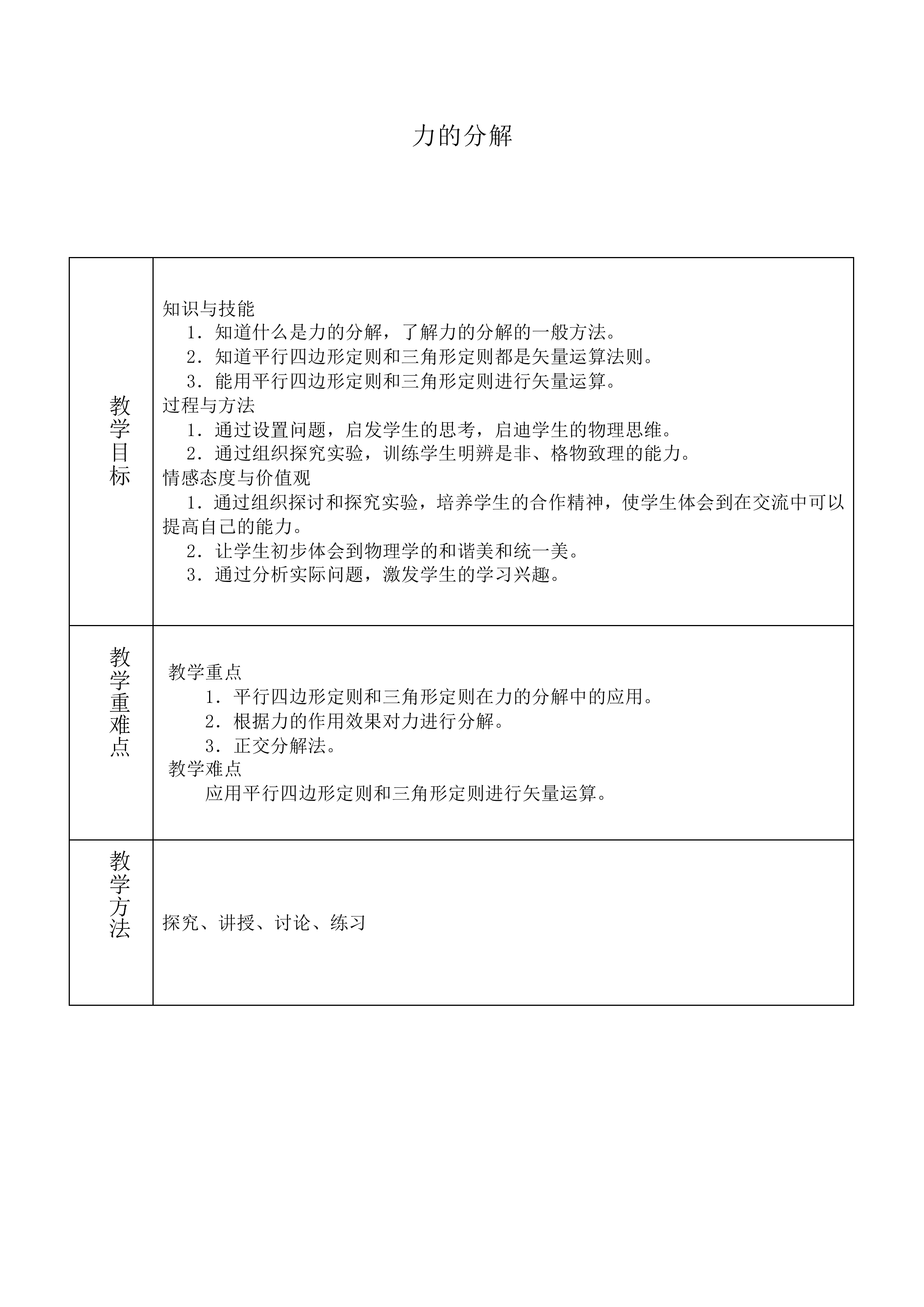 力的分解_教案14