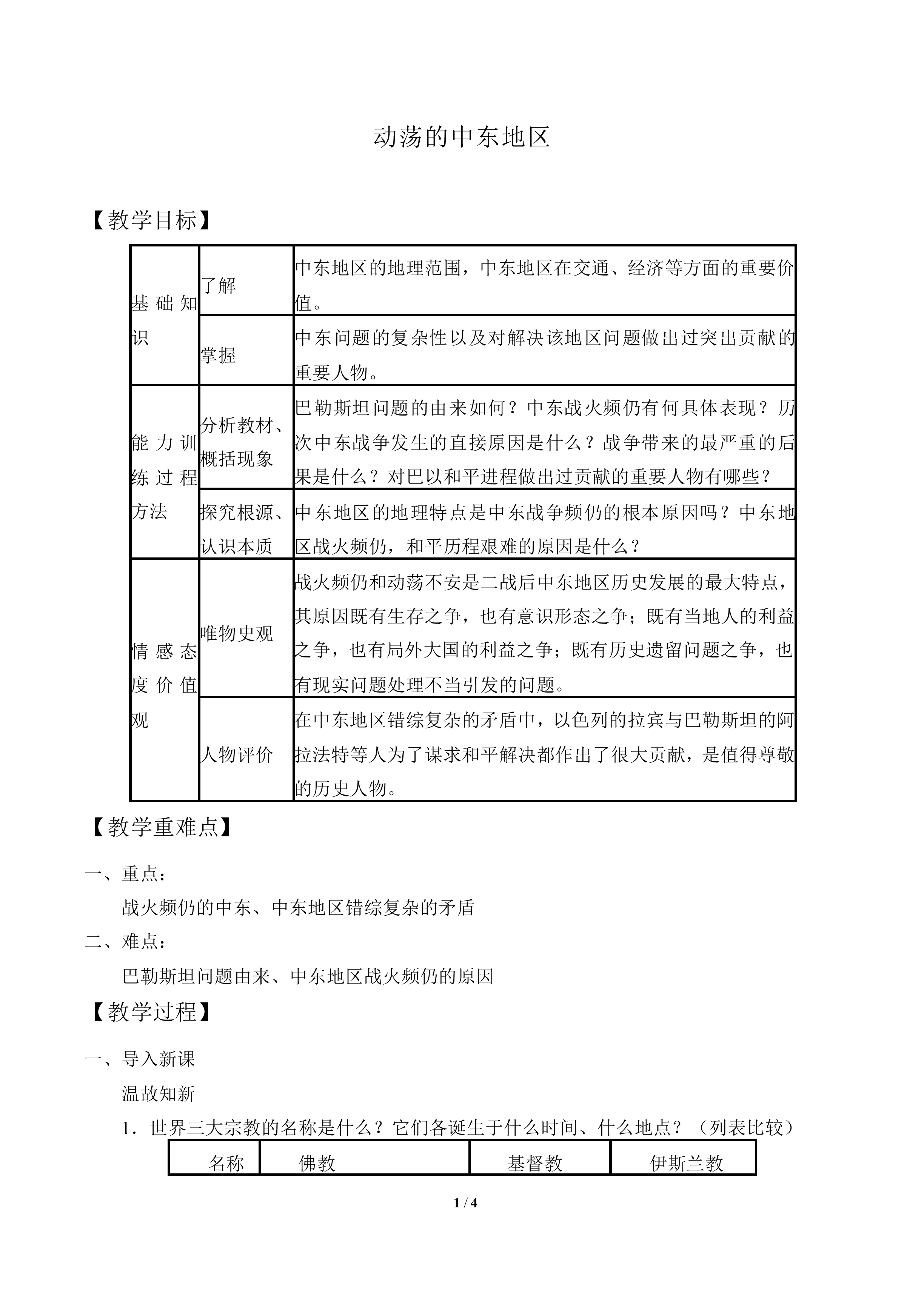 动荡的中东地区_教案2