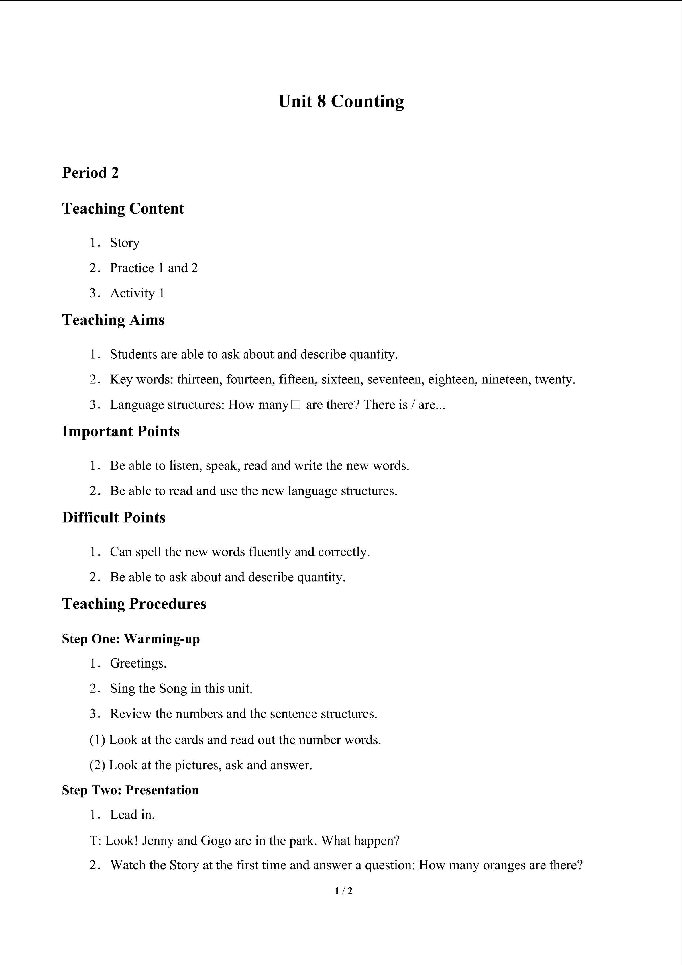 Unit 8 Counting_教案2
