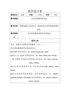 名词变复数规则变化