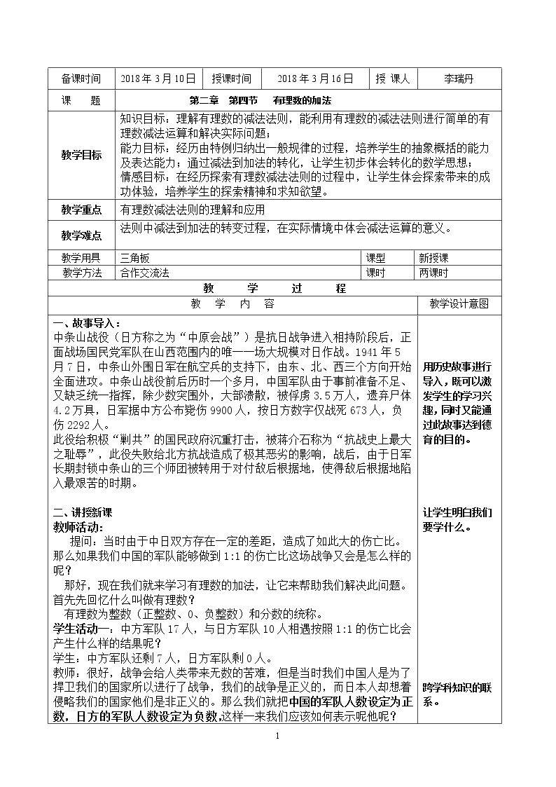 1.4 有理数的加法