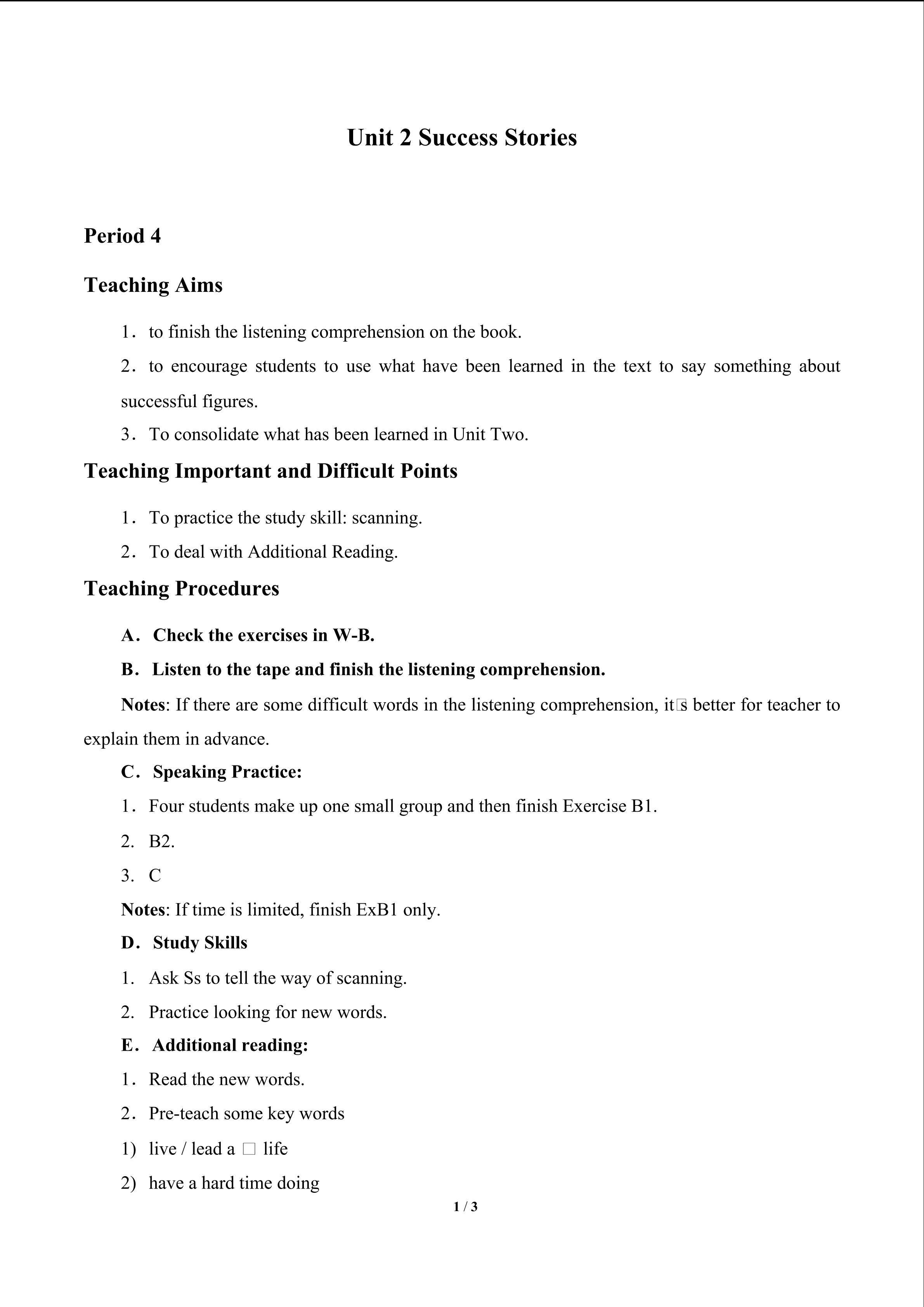 Unit 2 Success Stories_教案7