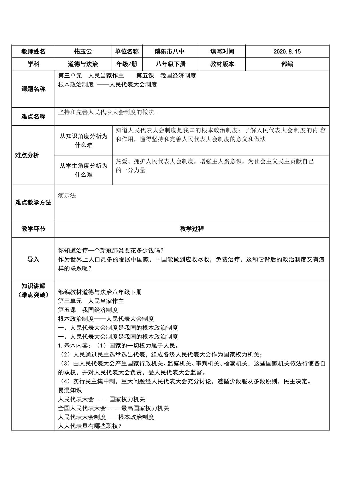 根本政治制度---人民代表大会制度