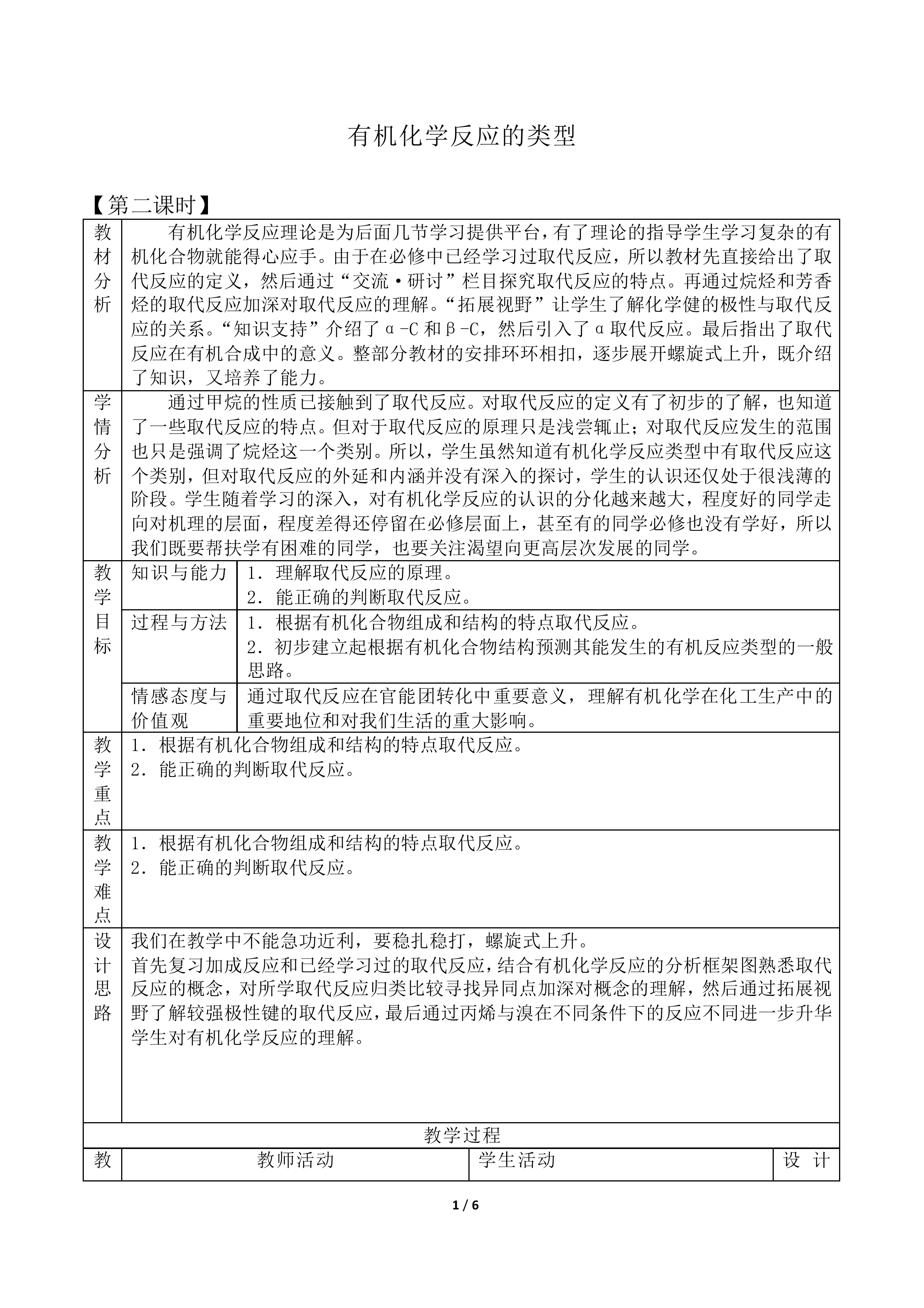 有机化学反应的类型_教案2