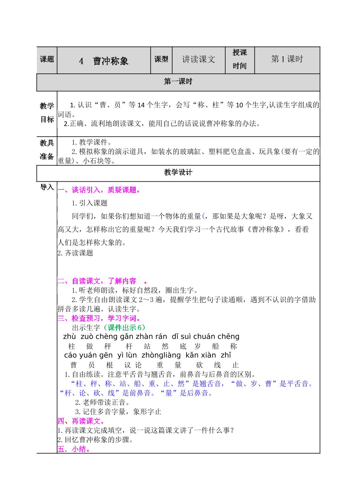 曹冲称象